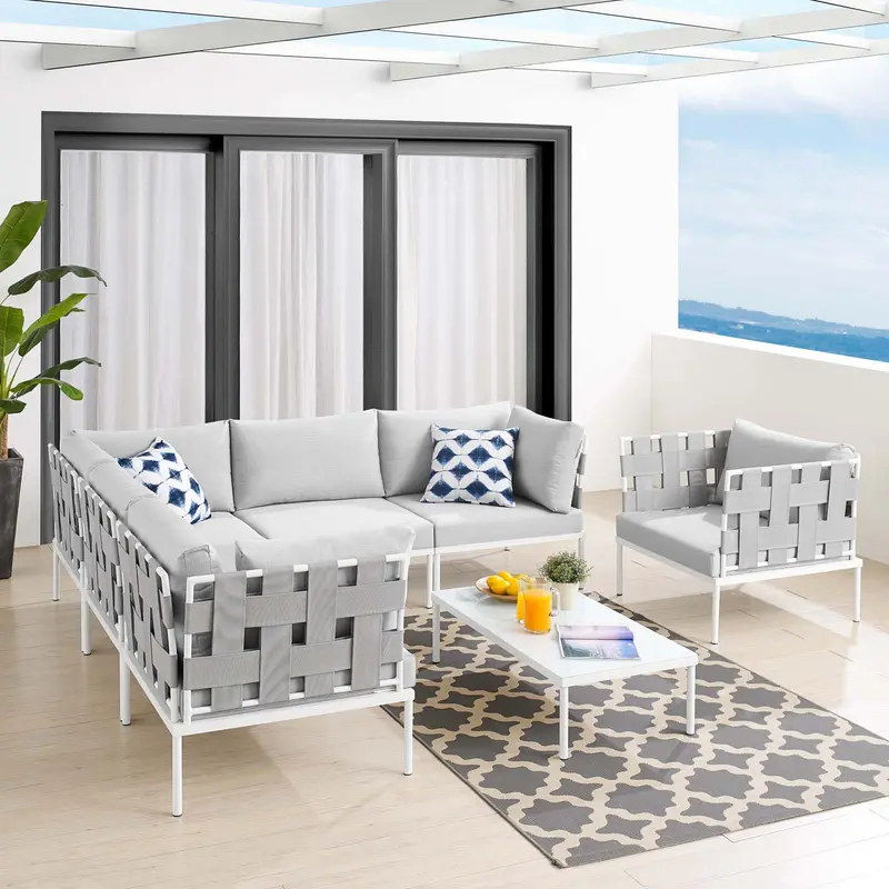 Harmony 7-Piece Sunbrella® Outdoor Patio Aluminum Sectional Sofa Set By Modway - EEI-4937