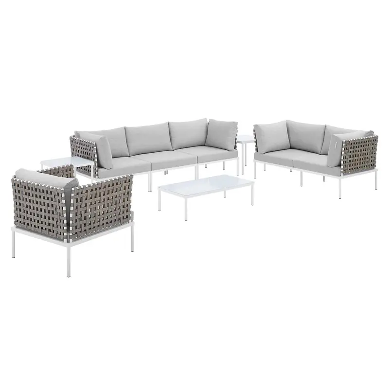 Harmony 8-Piece  Sunbrella® Basket Weave Outdoor Patio Aluminum Seating Set By Modway - EEI-4947