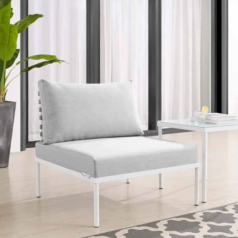 Harmony Sunbrella® Basket Weave Outdoor Patio Aluminum Armless Chair By Modway - EEI-4958