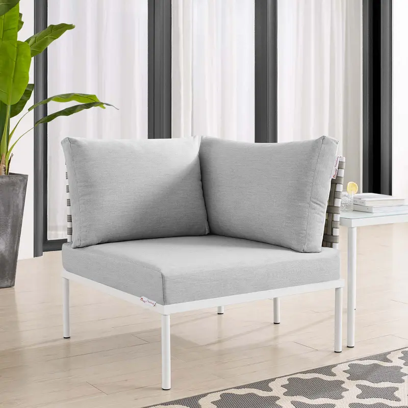 Harmony Sunbrella® Basket Weave Outdoor Patio Aluminum Corner Chair By Modway - EEI-4538