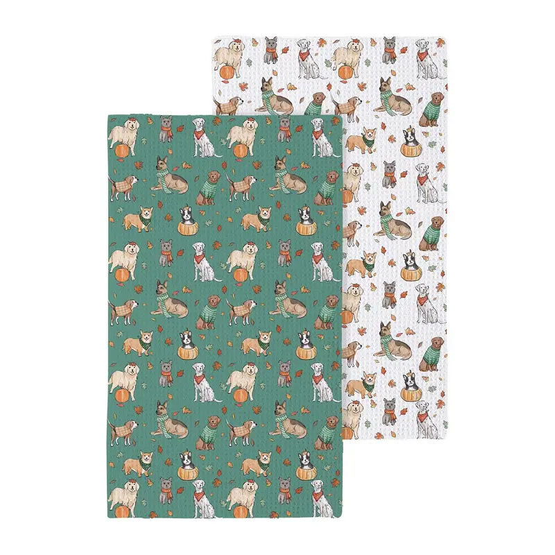 Harvest Blossom Dog Quick Dry Kitchen Towel, Pet, 30"L x 18"W