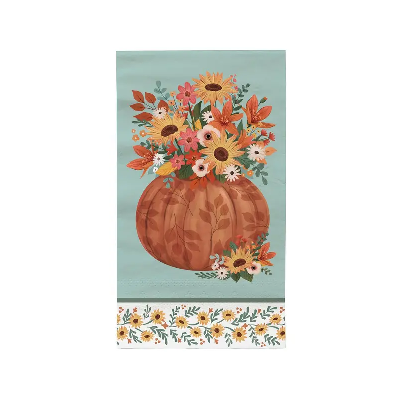 Harvest Blossom Napkin Paper Guest Towel Pumpkin, 15 Count