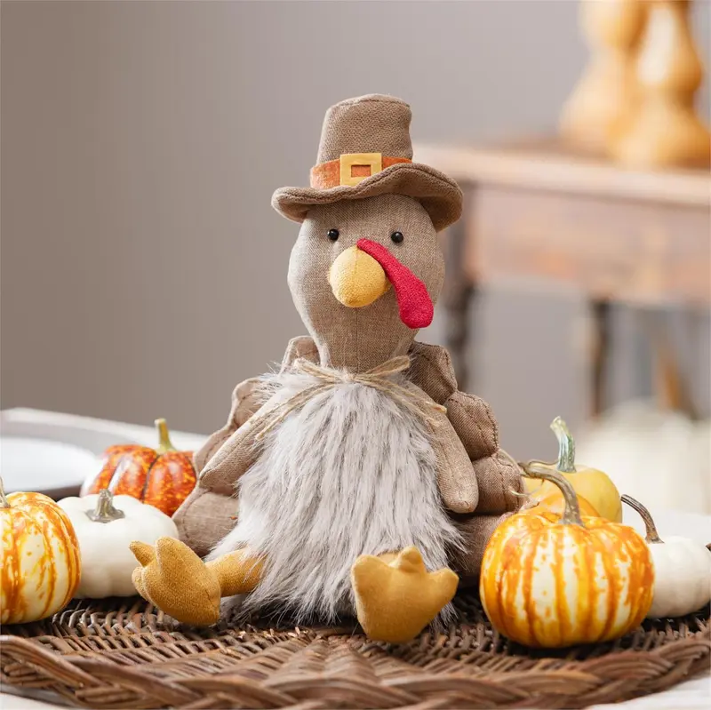 Harvest Blossom Table Decor Fabric Turkey, 12.5"H