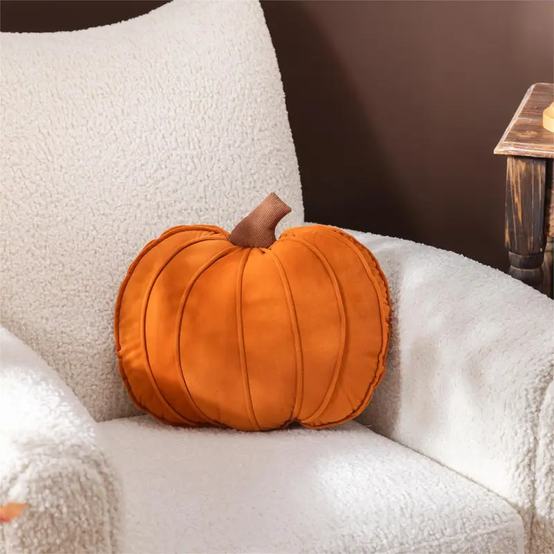 Harvest Blossom Throw Pillow Shaped Pumpkin, 16"L x 14"H