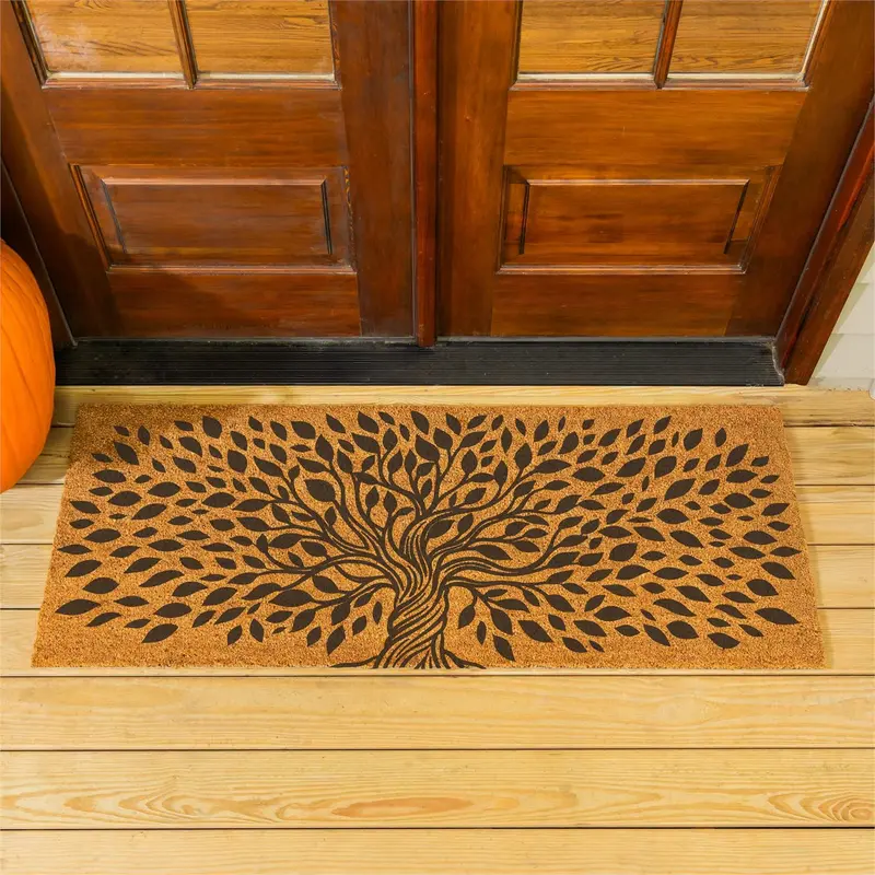 Harvest Blossom Tree Of Life Coir Mat, 60"x24"