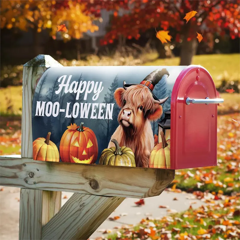 Haunted Highland Cow Mailbox Cover