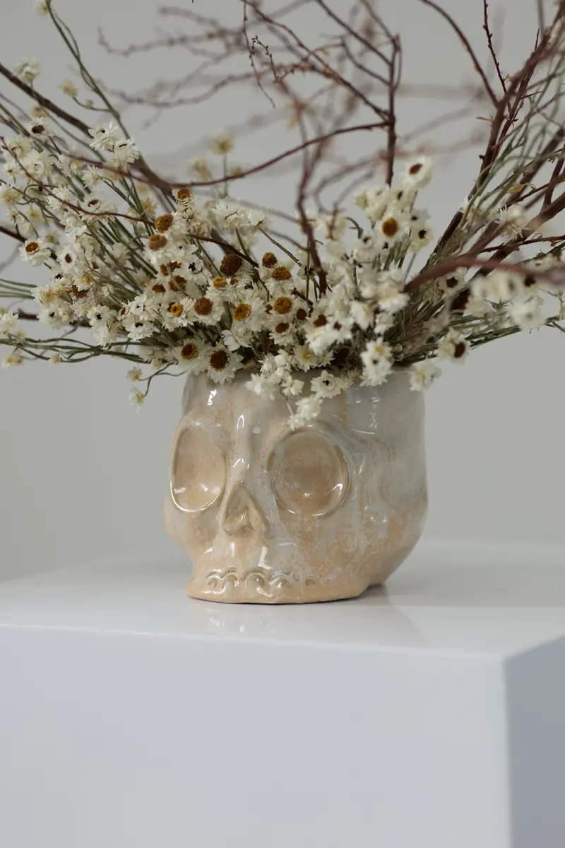 Haunting Skull Pot Set of 2 By Accent Decor