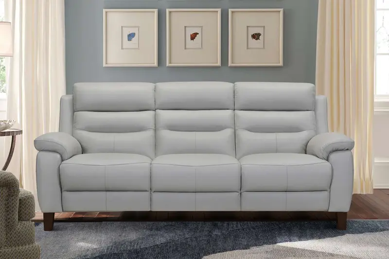 Hayward 82" Dove Gray Genuine Leather Power Reclining Sofa By Armen Living