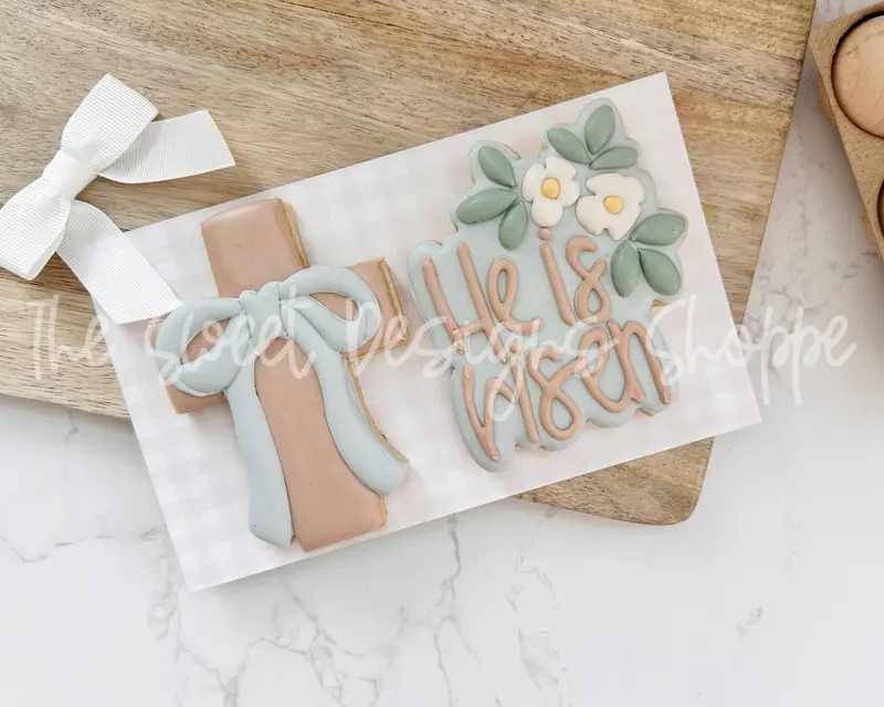 He is Risen Plaque and Coquette Cross Set - Set of 2 - Cookie Cutters