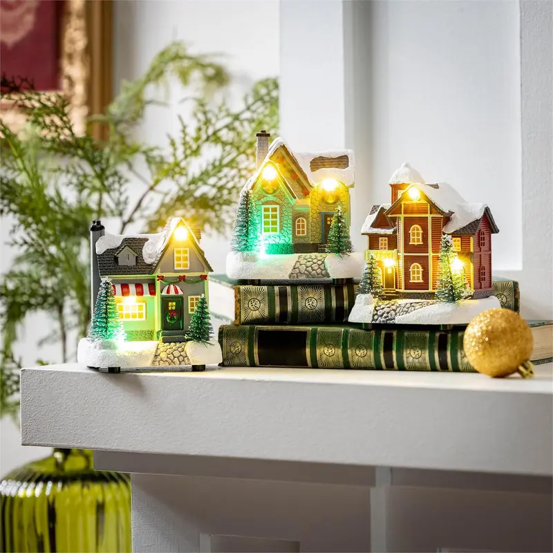 Hearfelt Cheer LED Table Decor Holiday House Plastic, Asst, 5"H