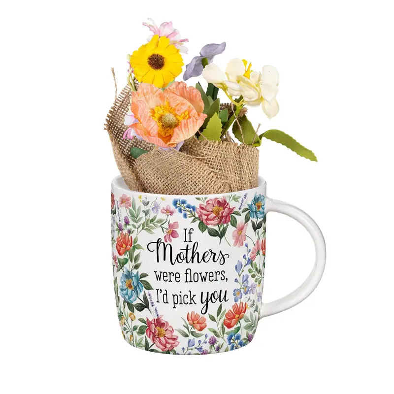 Heart Of The Home Mother Drinkware Gift Set Ceramic Cup and Table Decor, 10oz, Gift Box