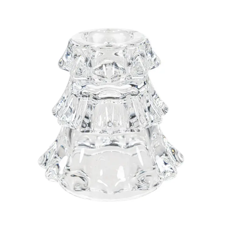 Heartfelt Cheer Candle Holder Glass Holiday Tree Shaped Taper Candle Holder, 3", CDU
