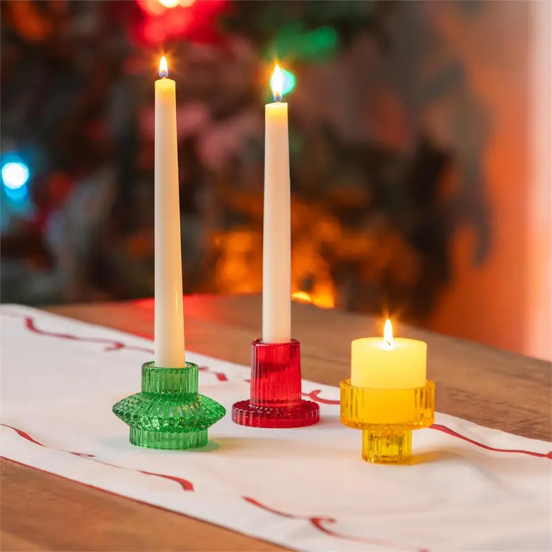 Heartfelt Cheer Candle Holder Glass Reversible, Fits both a tealight and Votive Candle, 3", CDU