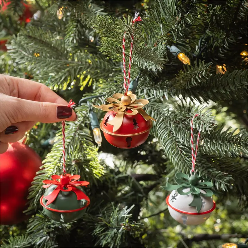 Heartfelt Cheer Ornament Metal Bell, 2", Asst of 3