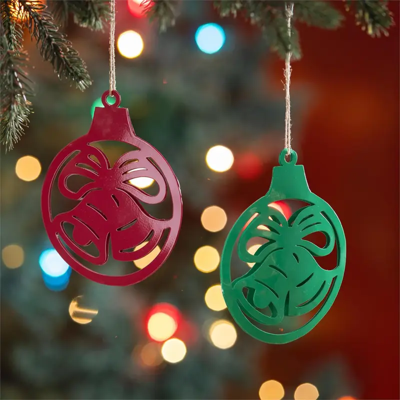Heartfelt Cheer Ornament Metal Ornament Shape, Asst of 2, 6.25"