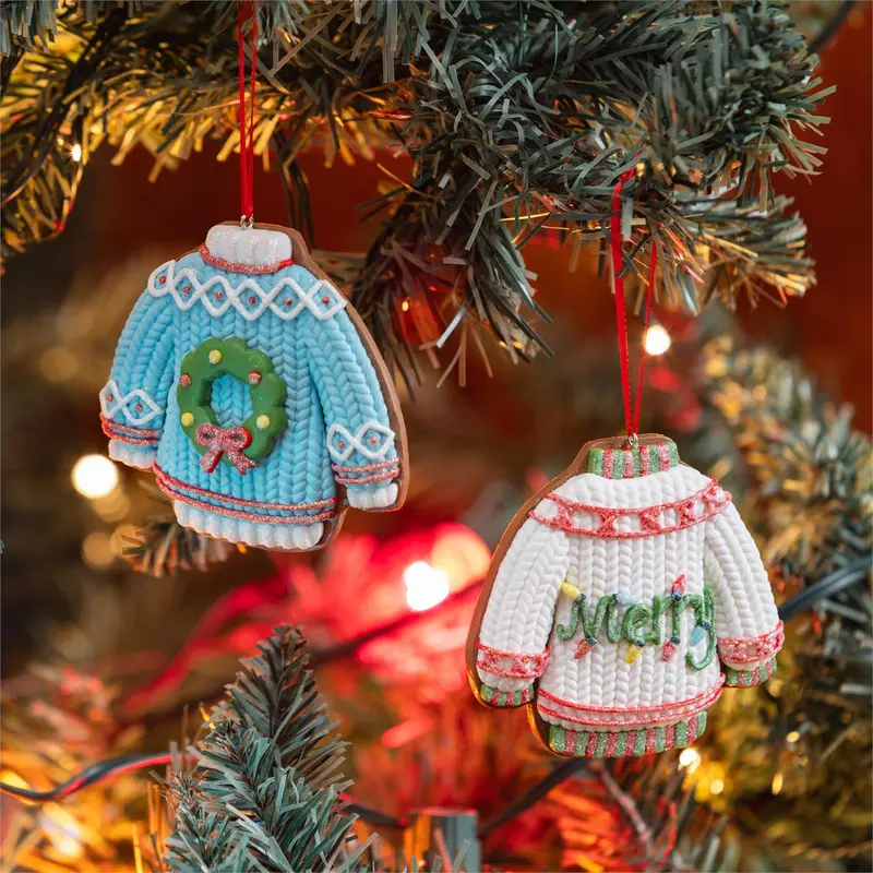 Heartfelt Cheer Ornament Resin Christmas Sweater, 3.5", Asst of 2