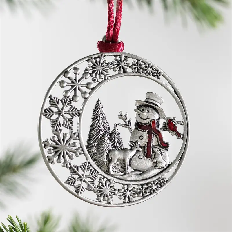 Heartfelt Cheer Ornament Solid Pewter Snowman Snowman
