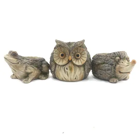Hedgehog, Owl, and Frog Planters