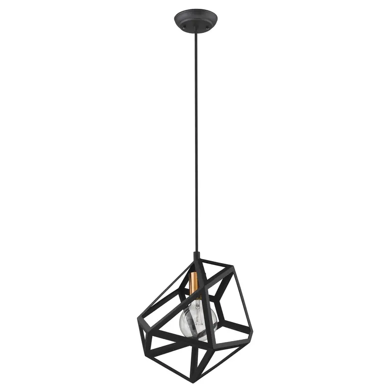 Hedron 1-Light Matte Black Pendant By Homeroots