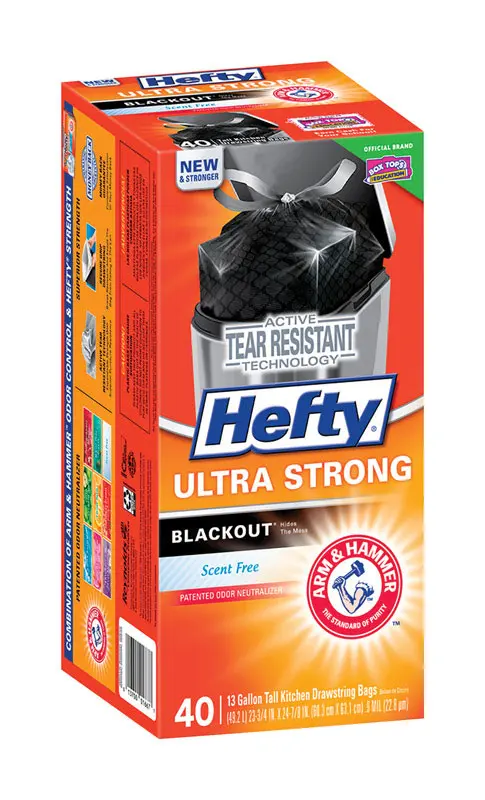 Hefty Ultra Strong 13 gal No Scent Kitchen Trash Bags Drawstring 40 pk (Pack of 6)