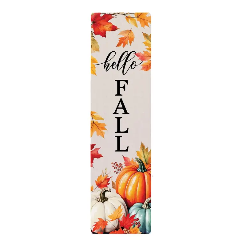 Hello Fall Pumpkin & Leaves PVC Vertical Yard Sign, 8"Wx30"H