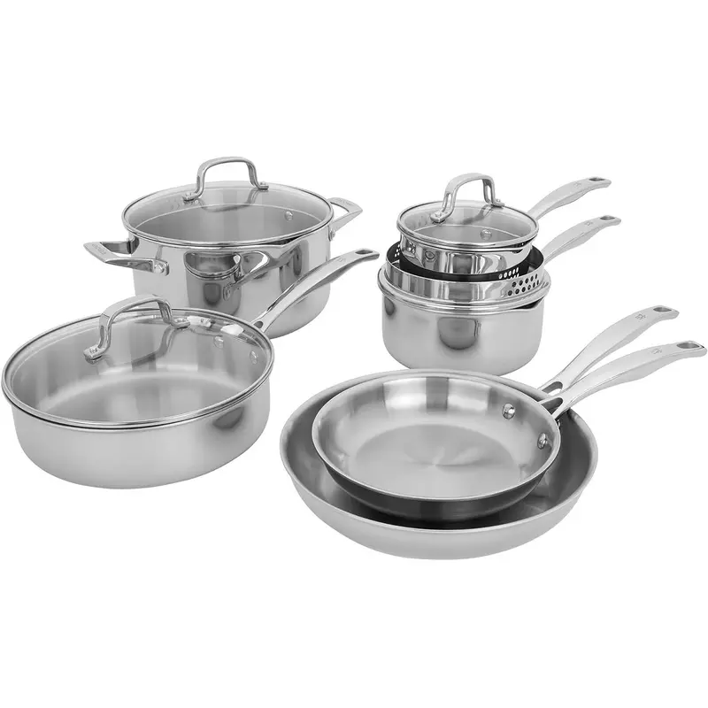 HENCKELS CLAD H3 10PC STAINLESS STEEL COOKWARE SET