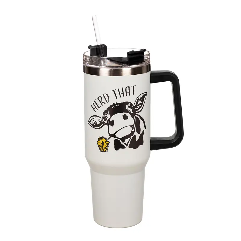 Herd That Cow Canyon Cup, Double Wall Stainless Steel w/ Straw, 40oz, Gift Box