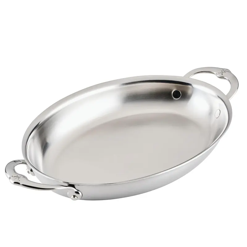 Hestan Provisions Roasters 2.0Qt Oval Medium Clad Stainless Steel Au Gratin (64Oz, 12.5" X 9.0")