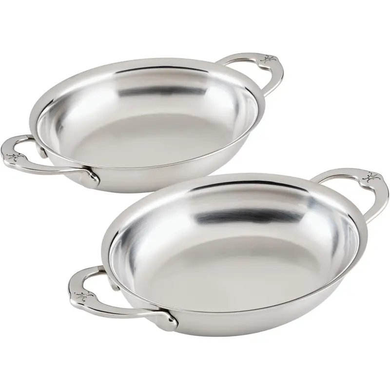 Hestan Provisions Roasters Set Of 2, Stainless Steel 13Oz Oval Au Gratin, Small (6.5" X 5.5" Each)