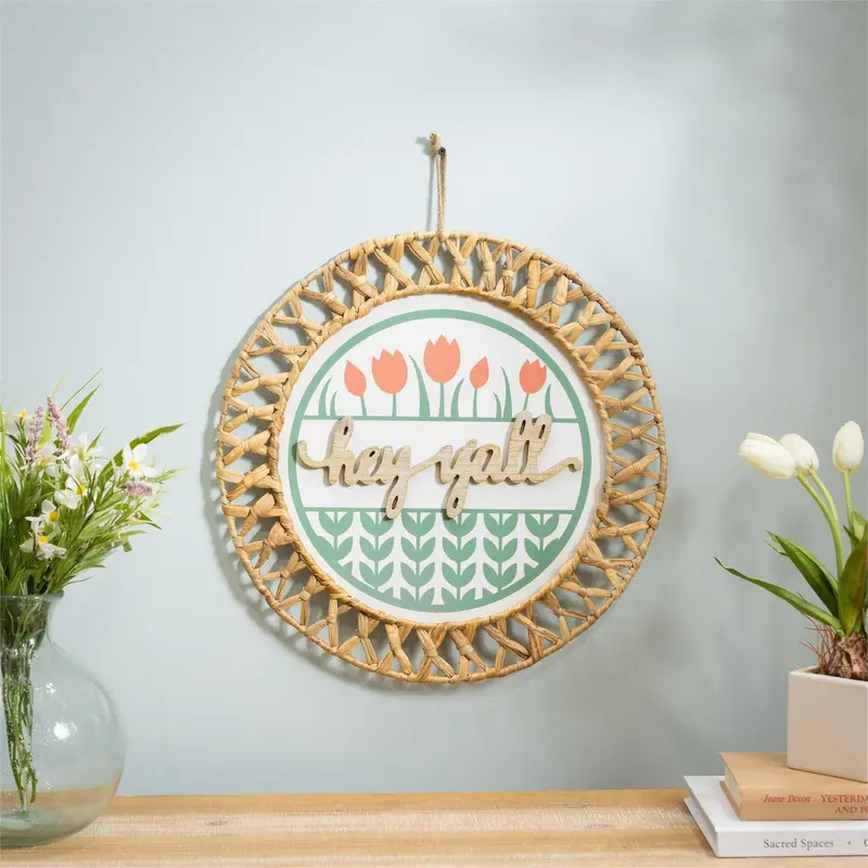 Hey Yall" Round Wall Décor, 18"
