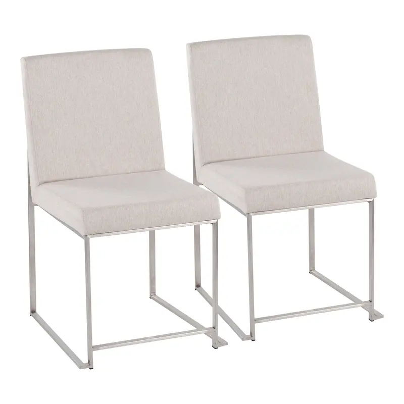 High Back Fuji Dining Chair - Set of 2 Beige By LumiSource - DC-HBFUJI SSBG2