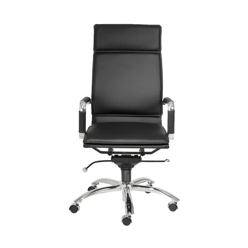 High Back Office Chair in Black with Chromed Steel Base By Homeroots - 370545