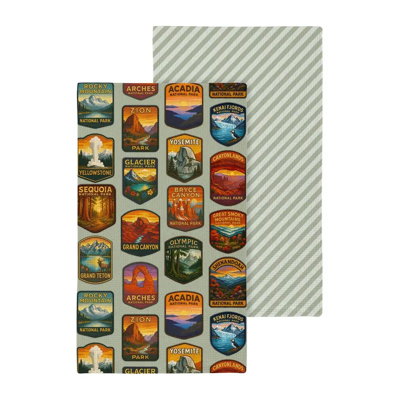 High Country Kitchen Towel Quick Dry Waffle Weave Double-Sided, Adventure, 30"L x 18"W
