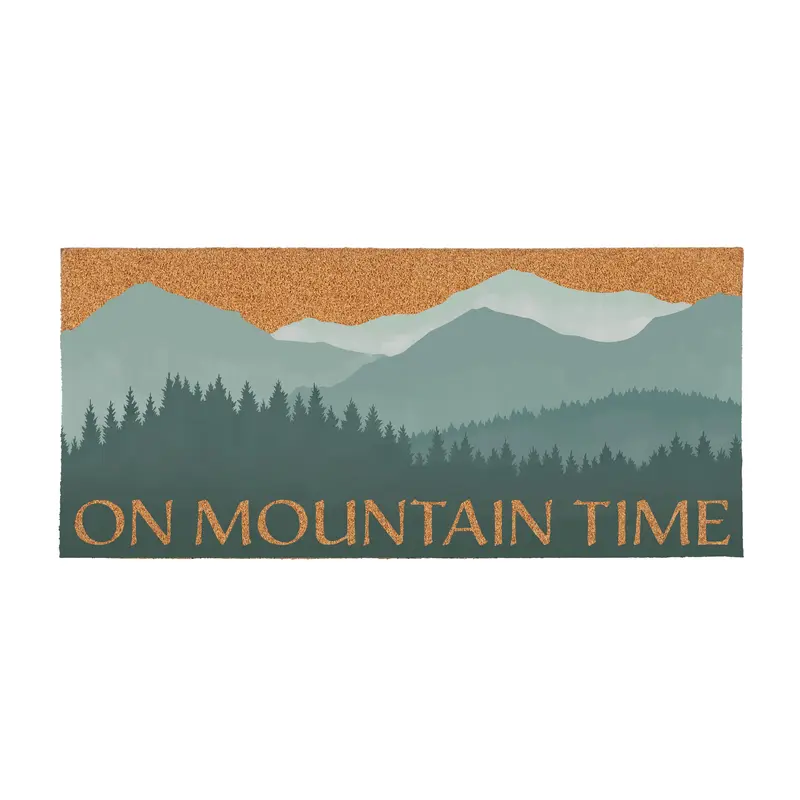 High Country Painting Flocked Coir Sassafras Switch Mat, "On Mountain Time", 22"x10"