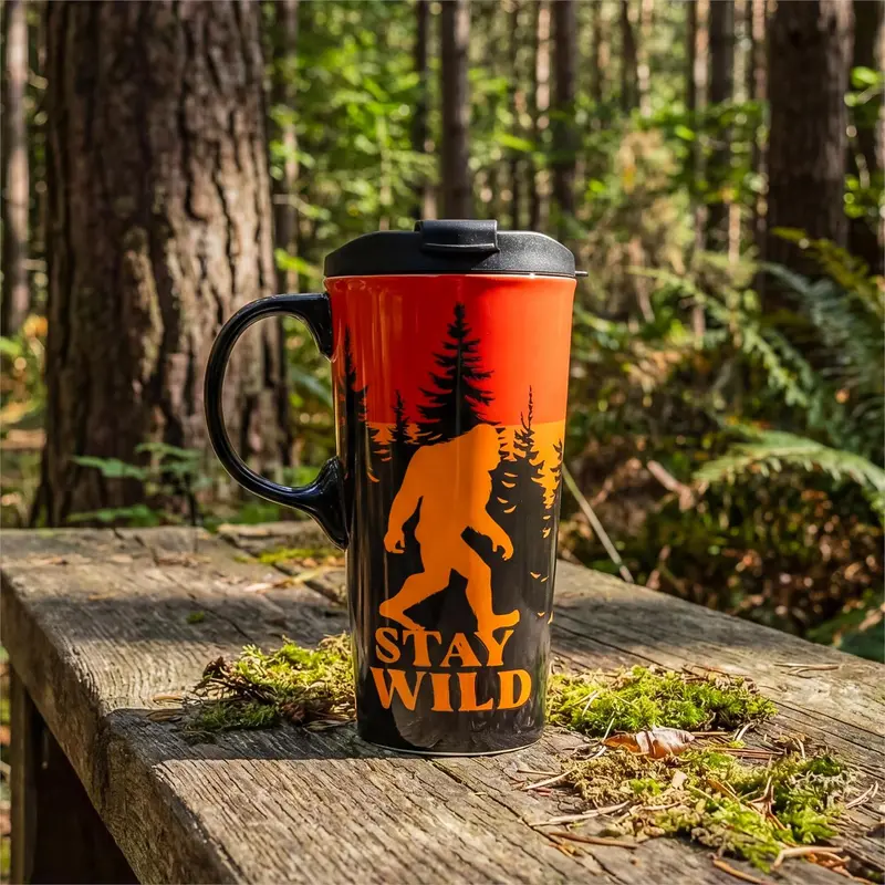 High Country Travel Cup Ceramic Perfect Cup, Big Foot Sunset, 17oz, Gift Box