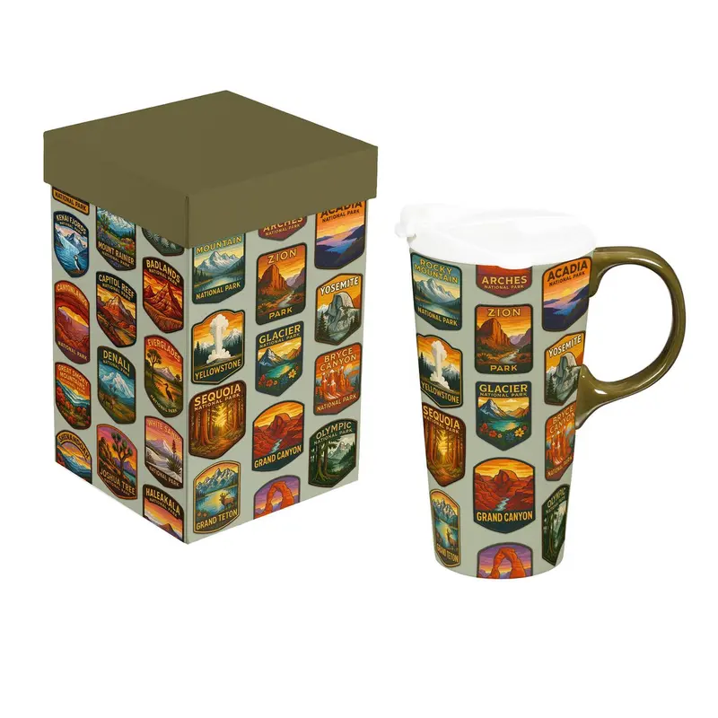 High Country Travel Cup Ceramic Perfect Cup, National Parks, 17oz, Gift Box