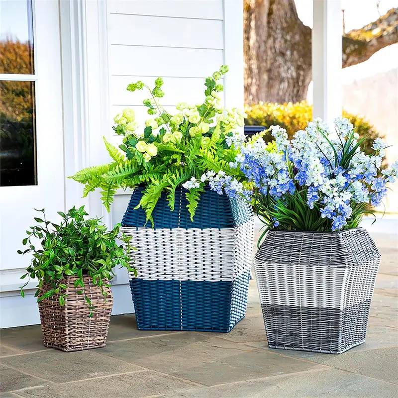 High Resin Wicker Planter Set of 3