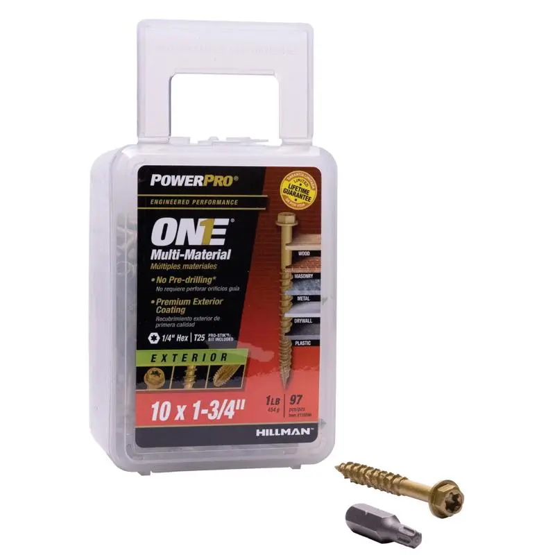 Hillman Power Pro No. 10 X 1-3/4 in. L Star Hex Washer Head Multi-Material Screw 1 lb 97 pk - Open Box