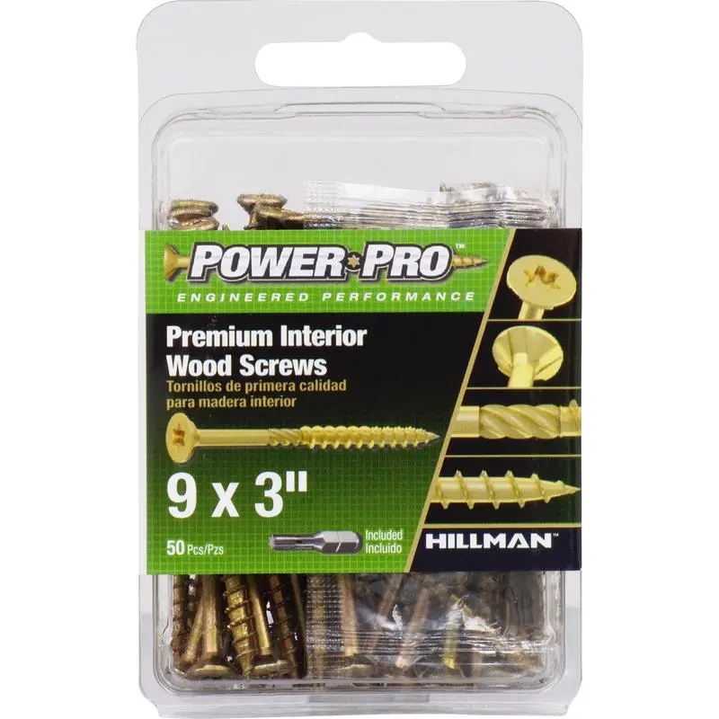 Hillman Power Pro No. 9 x 3 in. L Star Wood Screws 50 pk - Open Box
