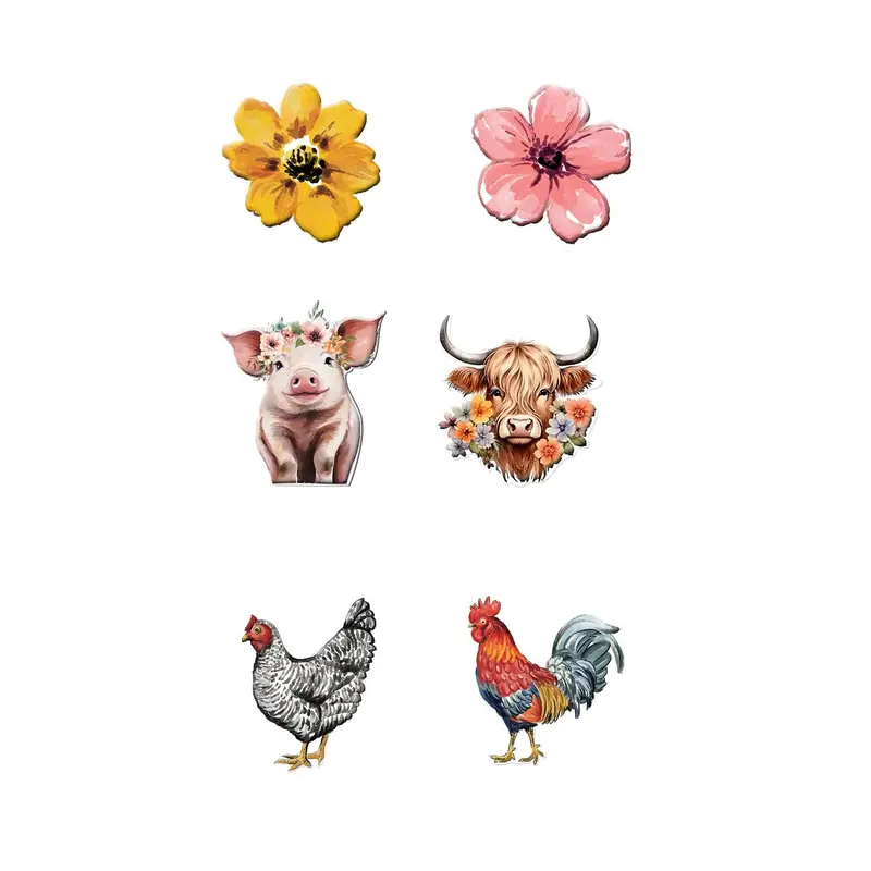 Hillside Pasture Garden Decor, Magnets, 3.5", Asst 6