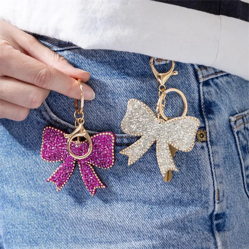 Hillside Pasture Keychain, Beaded Bow, Asst of 2