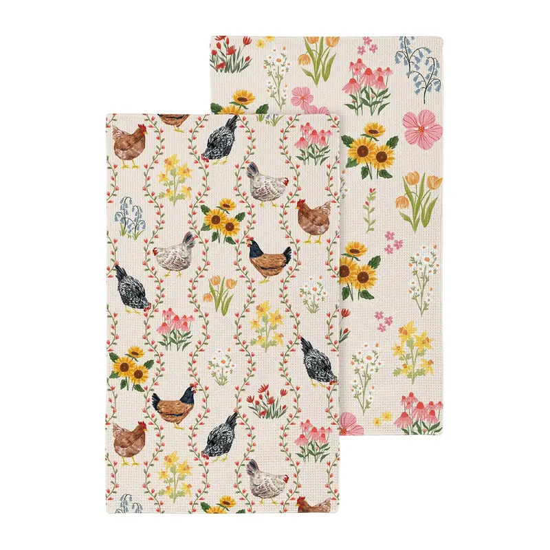 Hillside Pasture Kitchen Towel Quick Dry Waffle Weave Double-Sided, Floral, 30"L x 18"W