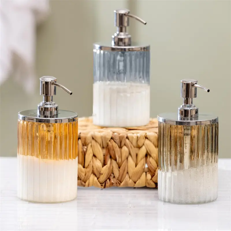 Hillside Pasture Soap Dispenser Glass Ombre Luster, Asst of 3, Program
