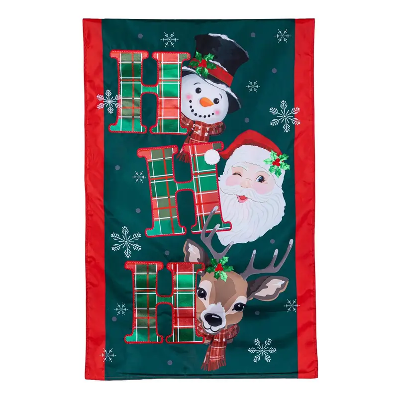 Ho Ho Ho Christmas Icons Applique Flag House