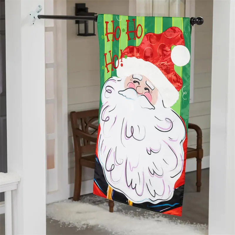 Ho Ho Ho Santa Applique House Flag