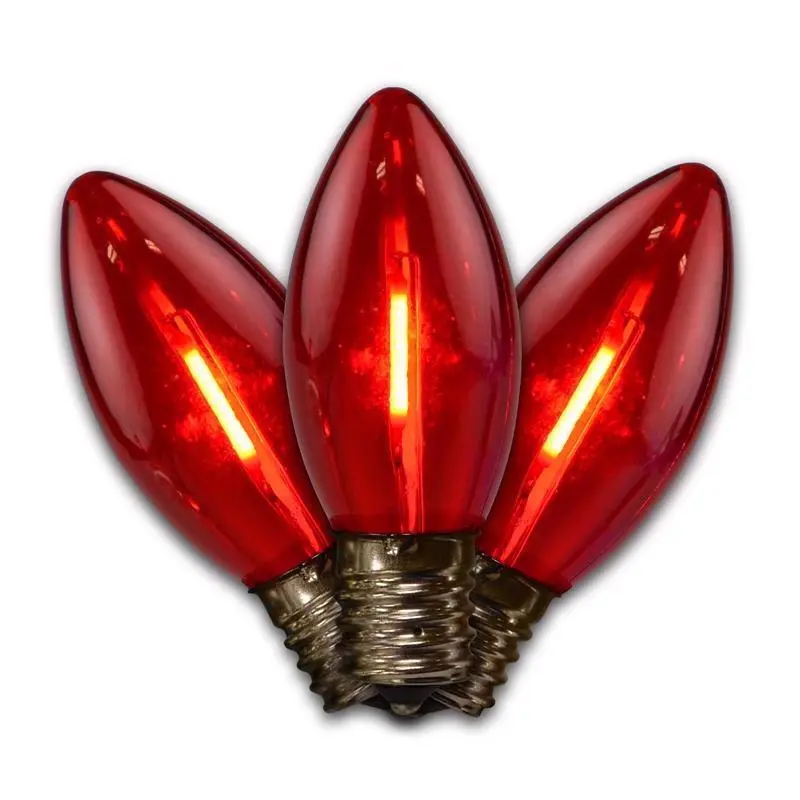 Holiday Bright Lights Smooth Transparent LED C9 Christmas Light Bulbs Red 2.5 ft. 25 lights - Deal of The Week
