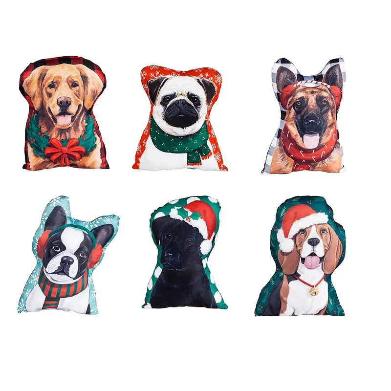 Holiday Dog Mini Pillows, including 6 styles, 3 of each, 18 Piece Total