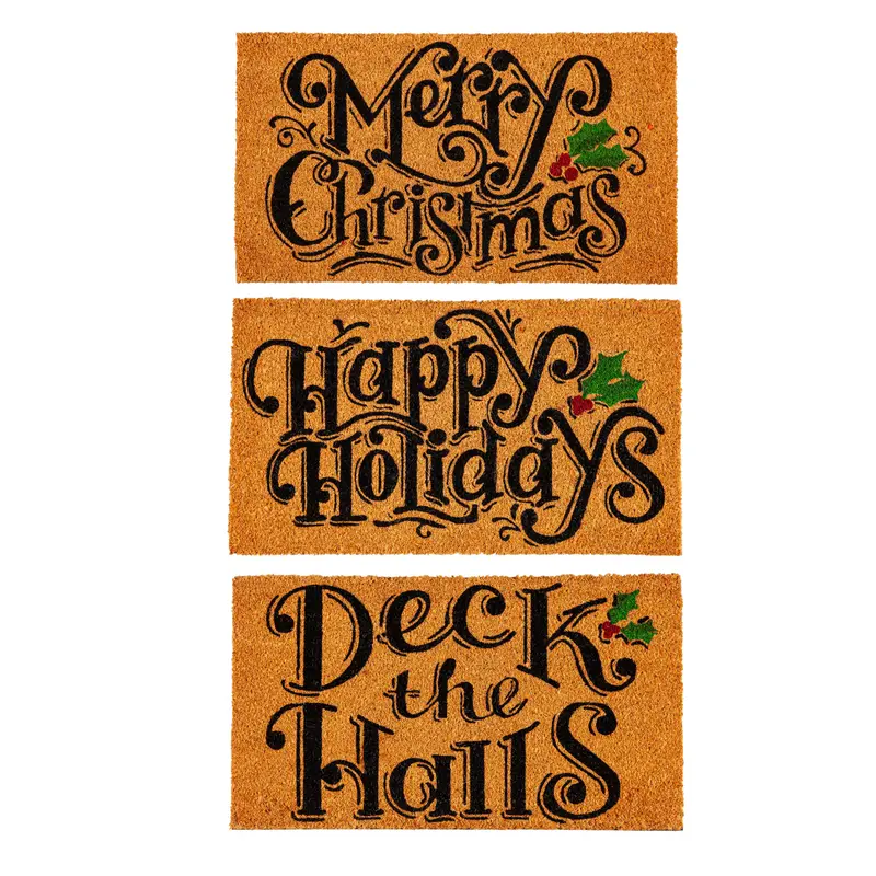 Holiday Sentiments Coir Mat, 3 Asst,2rm1243