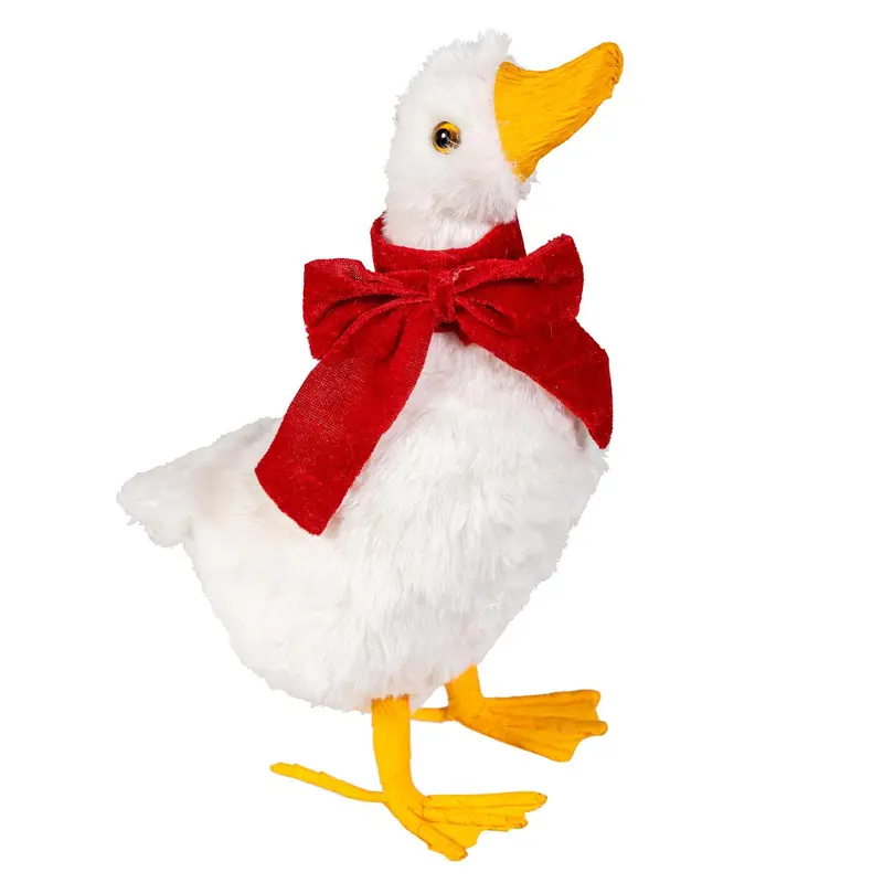 Holly Homestead Table Decor Fabric Christmas Goose with Bow, 9.25"H