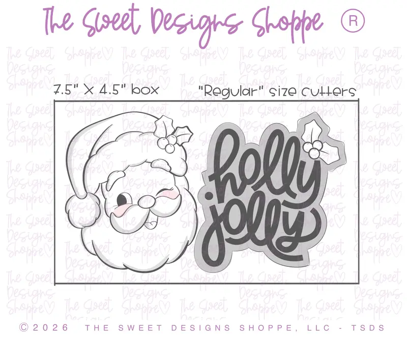 Holly Jolly Christmas Cookie Cutter Set - Set of 2 - Cookie Cutters